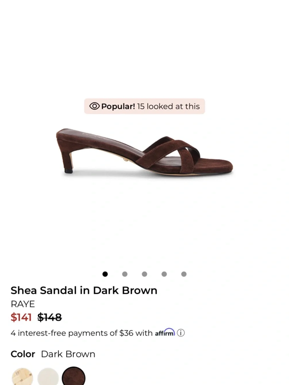 RAYE Shea Sandal in Dark Brown - Picture 6 of 6